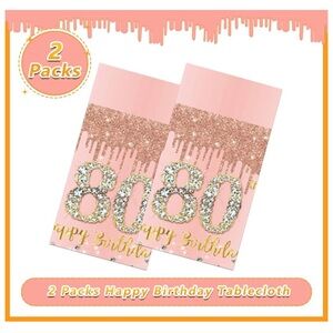 Pink and Gold Happy Birthday Tablecloths